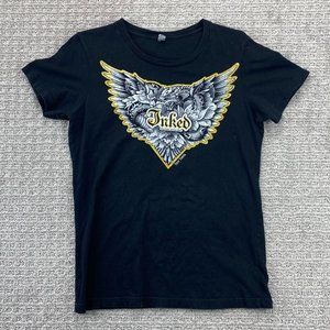 INKED Villain Art Shirt Women Large L Black Tattoo Art Convention Series 2014